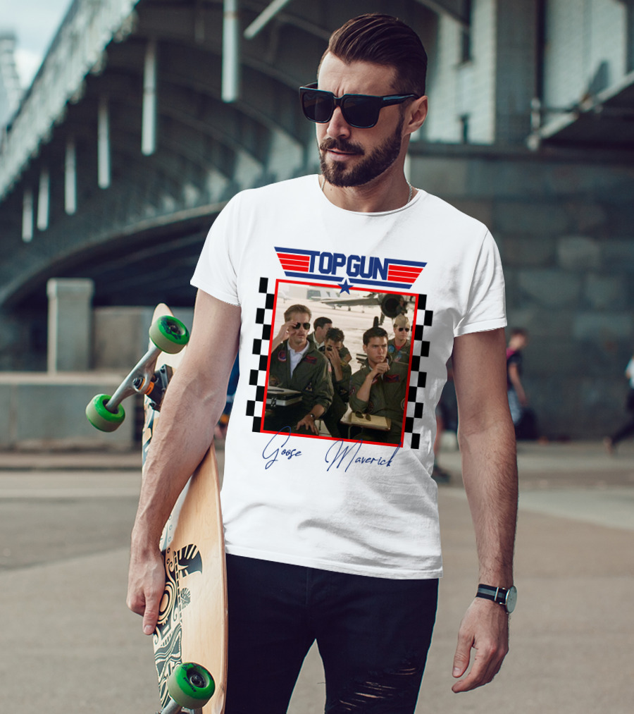 Top Gun Goose Maverick Classic Aviation Icons In Signature Flight Gear T-Shirt