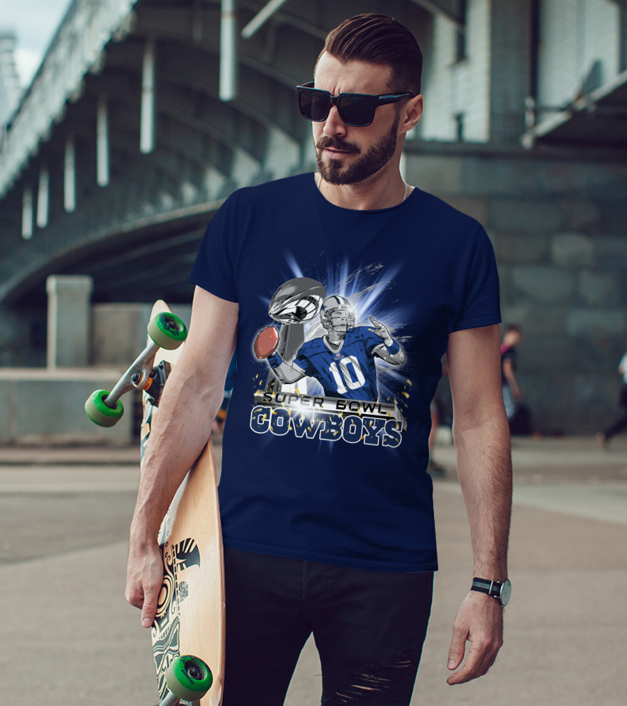 Super Bowl Cowboys Quarterback With Trophy T-Shirt