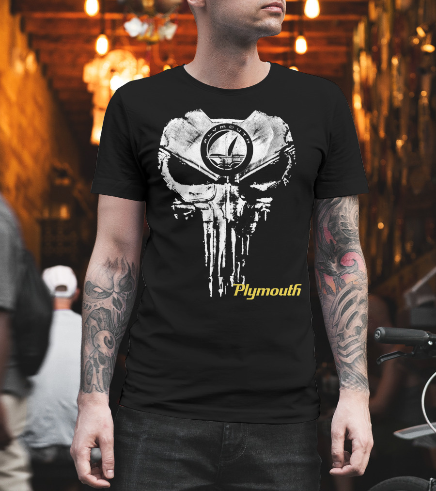 Plymouth Skull Logo Design Sailboat Theme T-Shirt