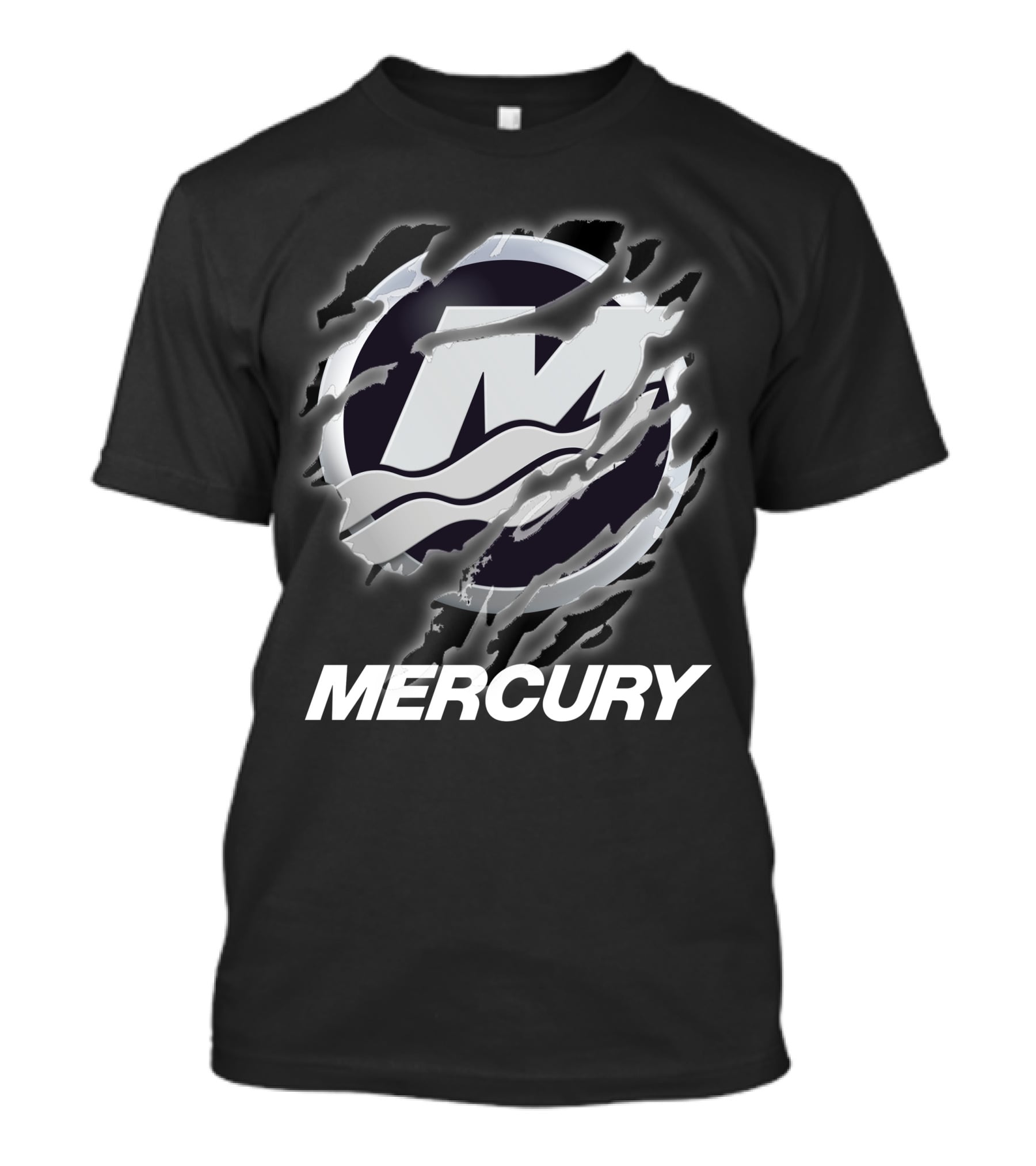 Mercury Marine Ripped Claw Logo Wave Symbol T-Shirt