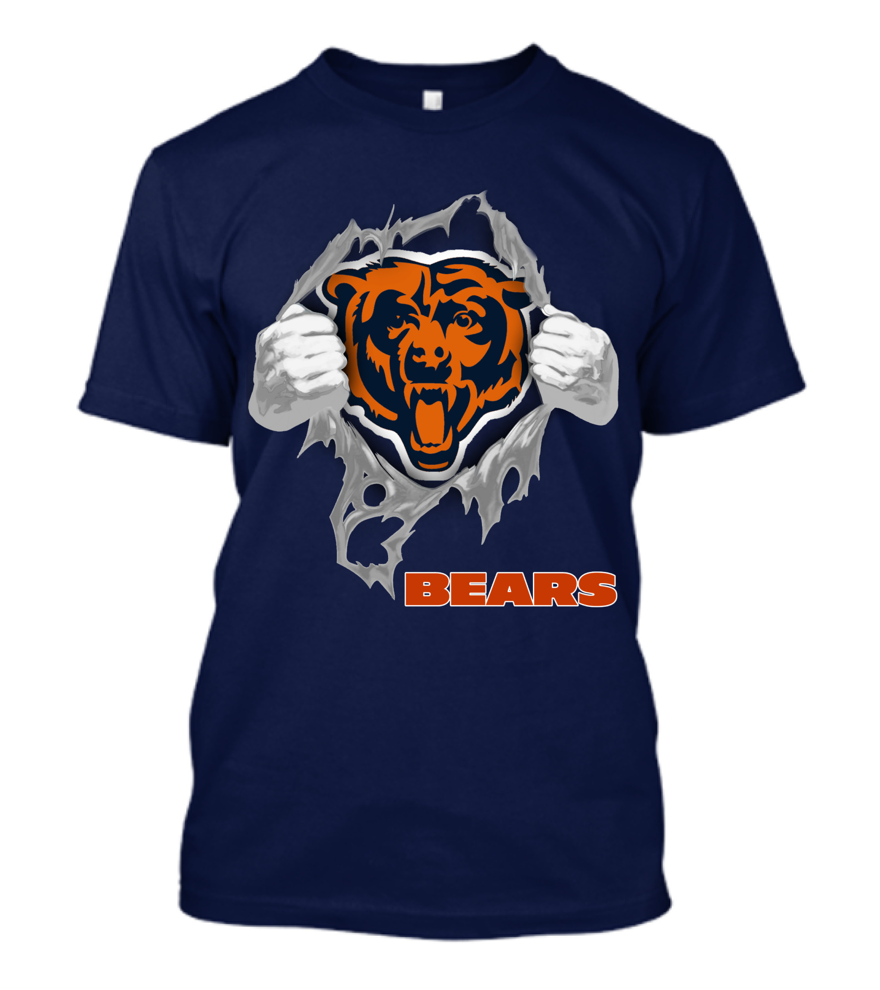 Chicago Bears Logo: Fierce Bear Ripping Through With Orange And Blue T-Shirt