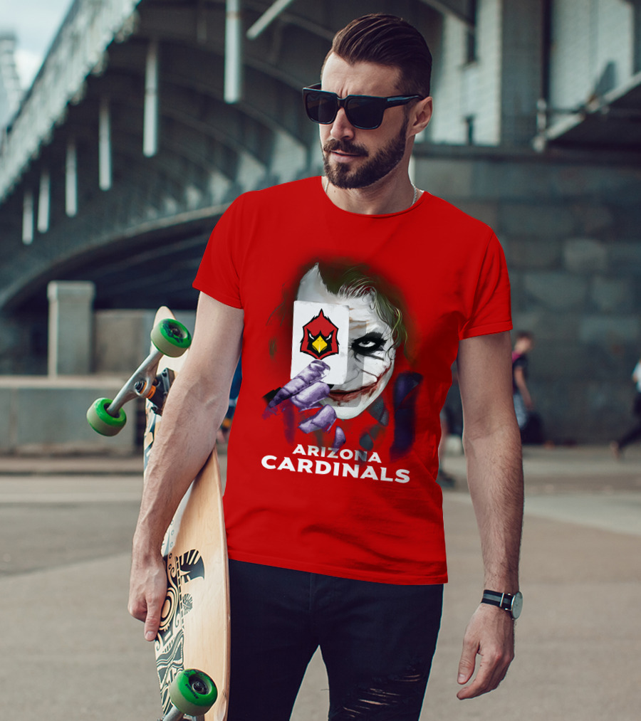 Arizona Cardinals Joker Playing Card Face T-Shirt