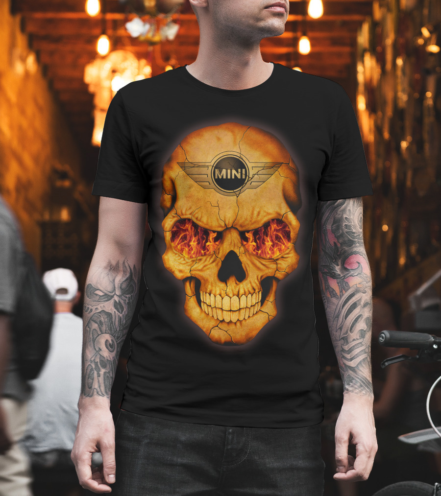 Flaming Skull Mini Logo Eyed T-Shirt