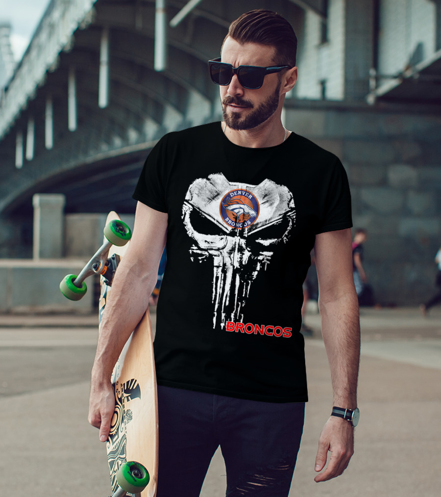 Denver Broncos Skull Logo Broncos T-Shirt