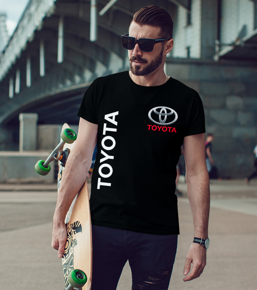 Toyota Logo With White Text Vertical Alignment T-Shirt