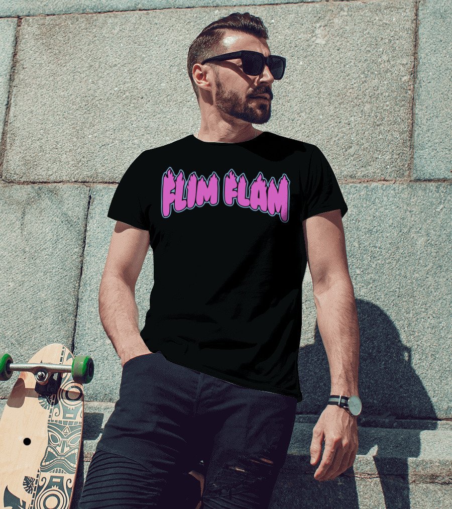 Flim Flam Colorful Flame Font T-Shirt