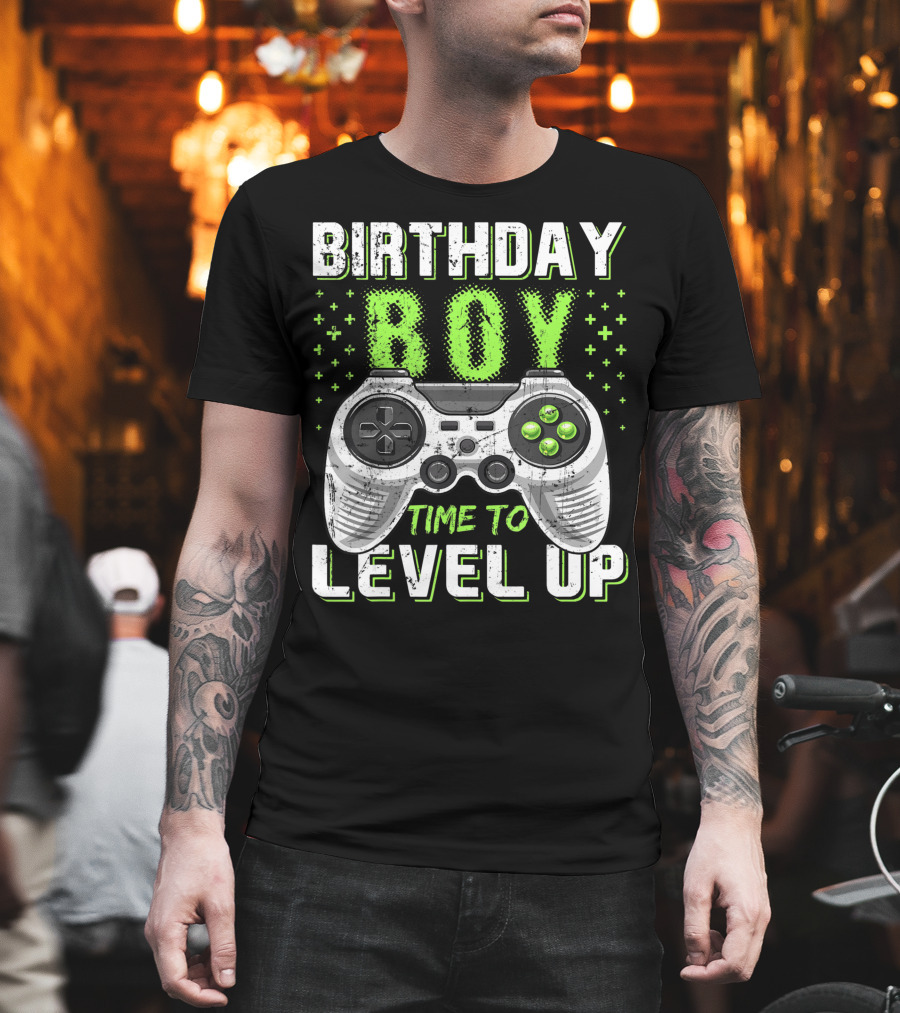 Birthday Boy Time To Level Up Video Game Controller Birthday T-Shirt