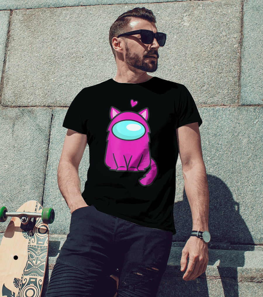 Cute Cat Astronaut Among Us Nerdy Girl Gamer T-Shirt