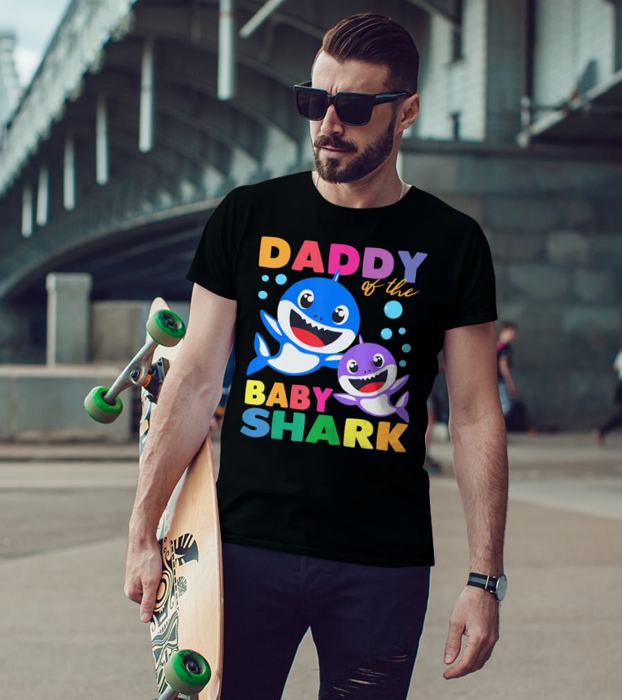 Daddy Of The Baby Shark Birthday Boy Girl Kids Daddy Shark T-Shirt