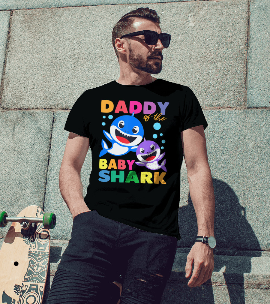 Daddy Of The Baby Shark Birthday Boy Girl Kids Daddy Shark T-Shirt