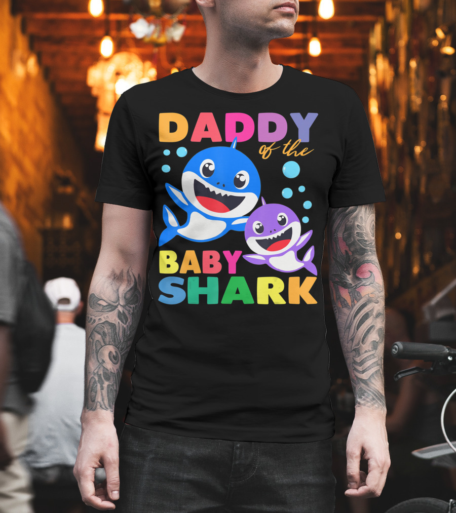 Daddy Of The Baby Shark Birthday Boy Girl Kids Daddy Shark T-Shirt