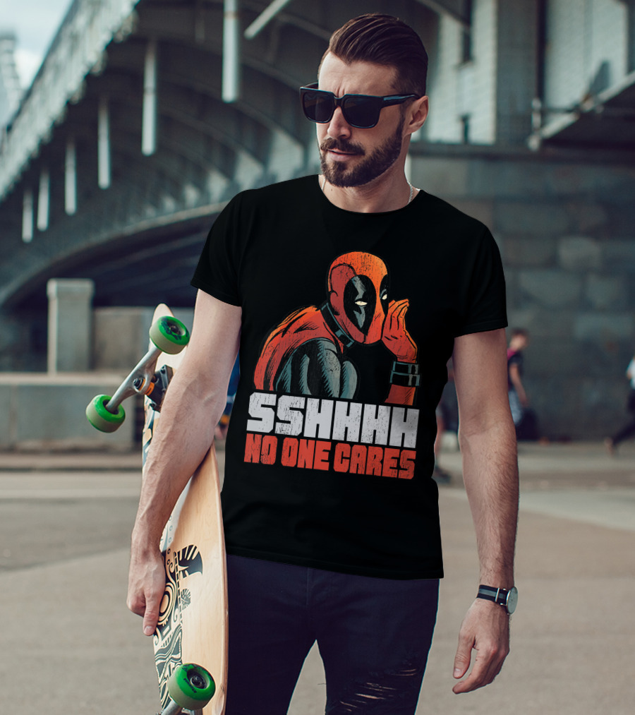 Marvel Deadpool Sshhhh No One Cares Whisper T-Shirt