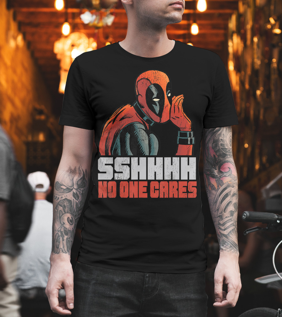 Marvel Deadpool Sshhhh No One Cares Whisper T-Shirt