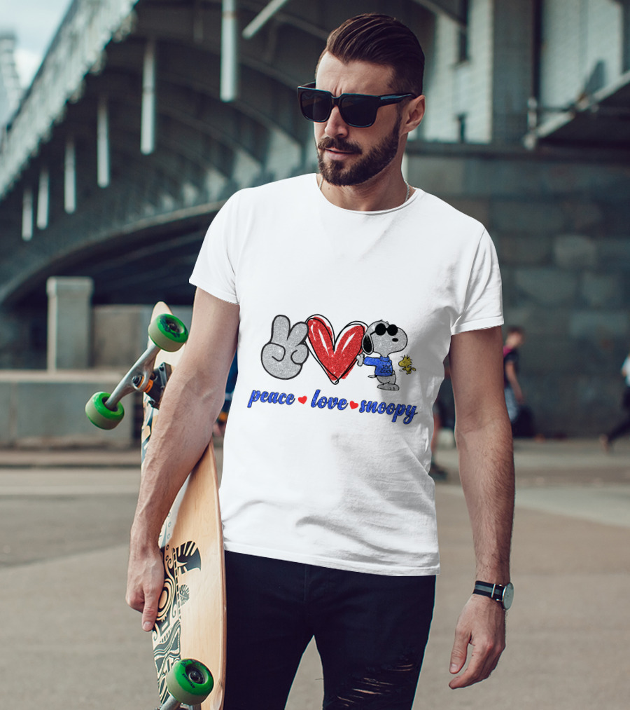 Peace Love Snoopy Woodstock Cool Joe Retro T-Shirt