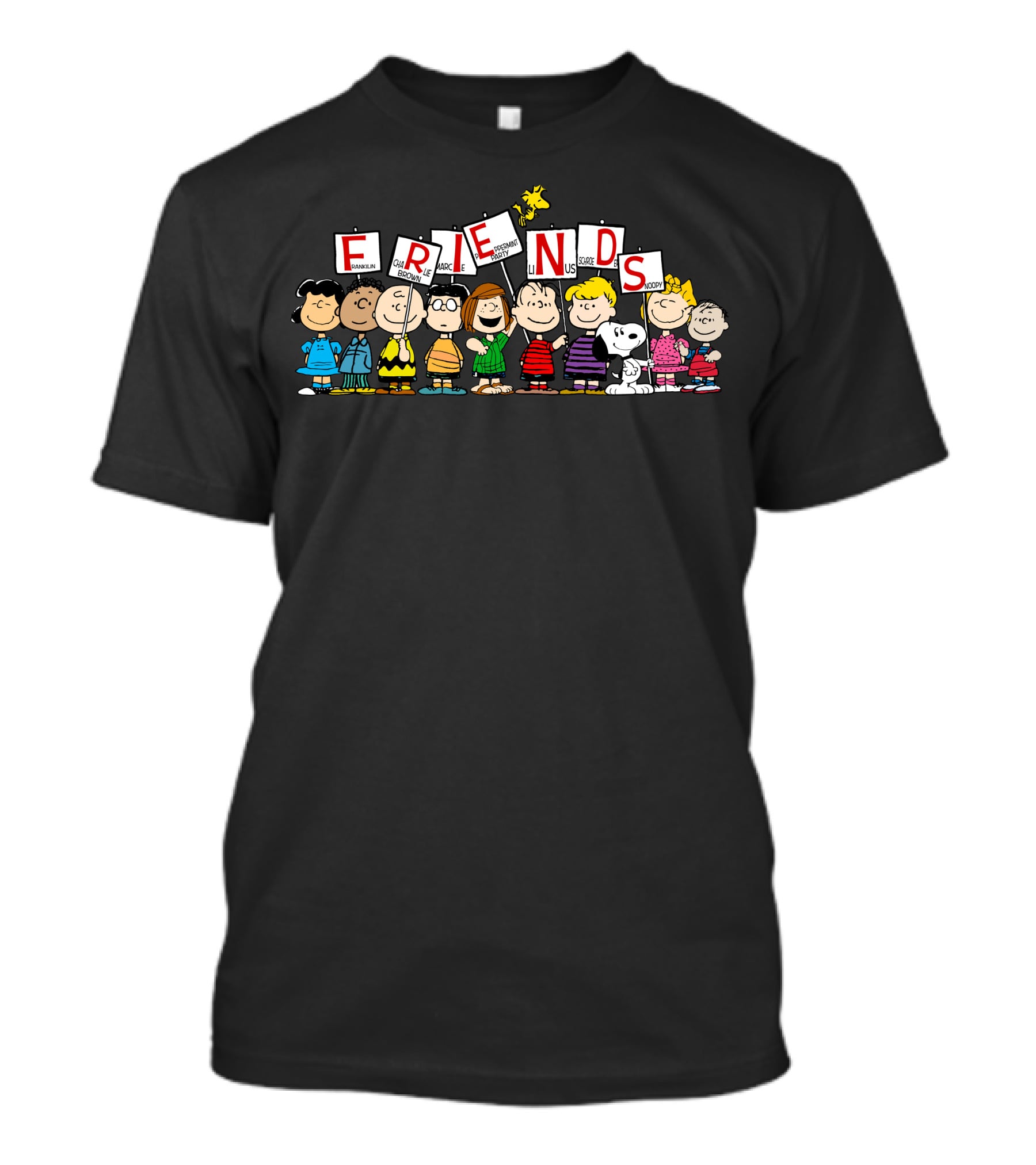 Friends Peanuts Characters Holding Signs T-Shirt