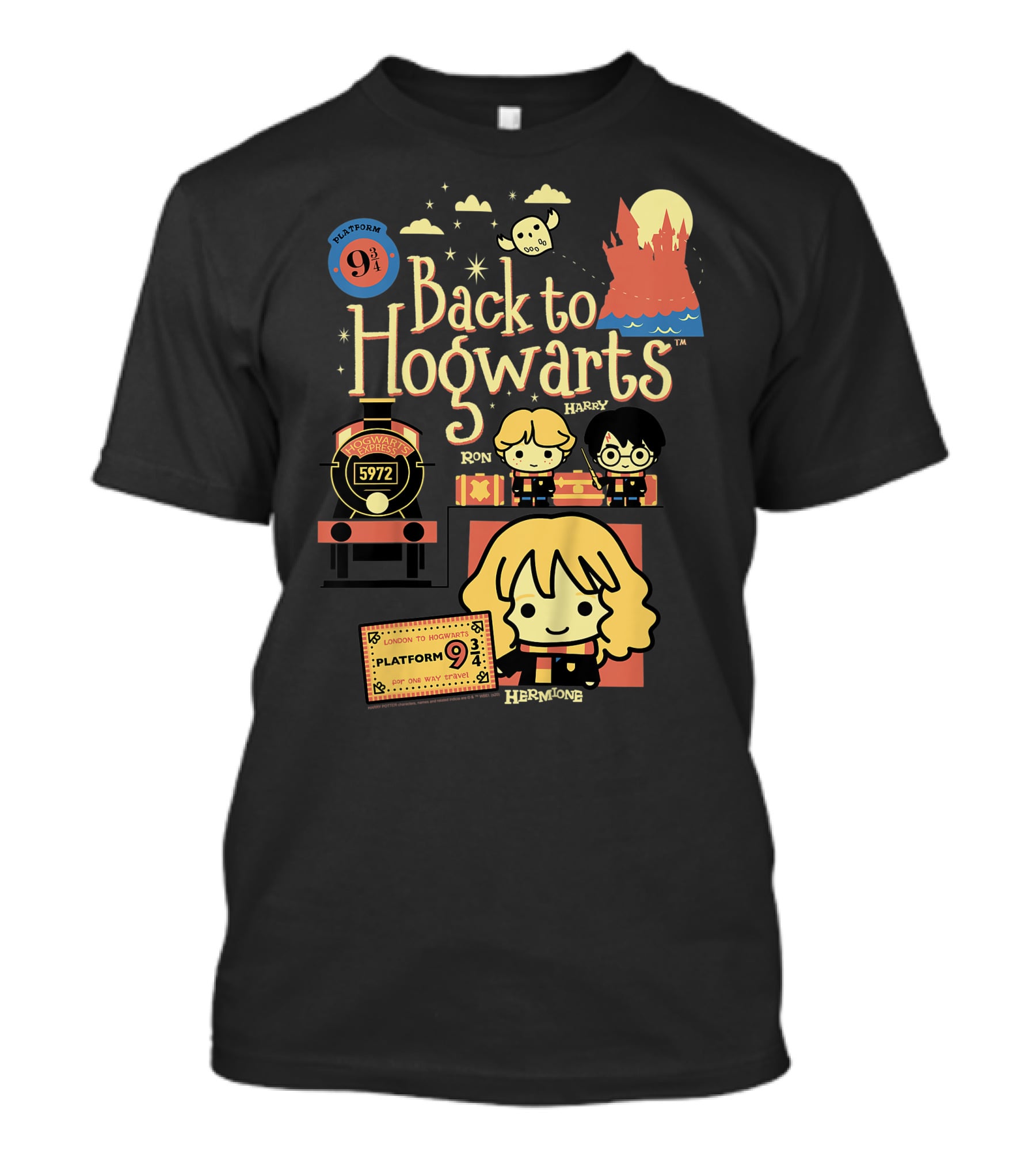 Back To Hogwarts Platform 9¾ Ron Harry Hermione 5972 London To Hogwarts Express T-Shirt