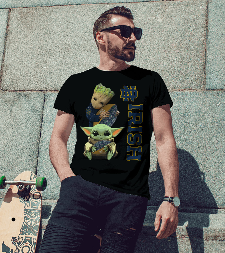 Notre Dame Fighting Irish Groot And Baby Yoda Football Collaboration T-Shirt