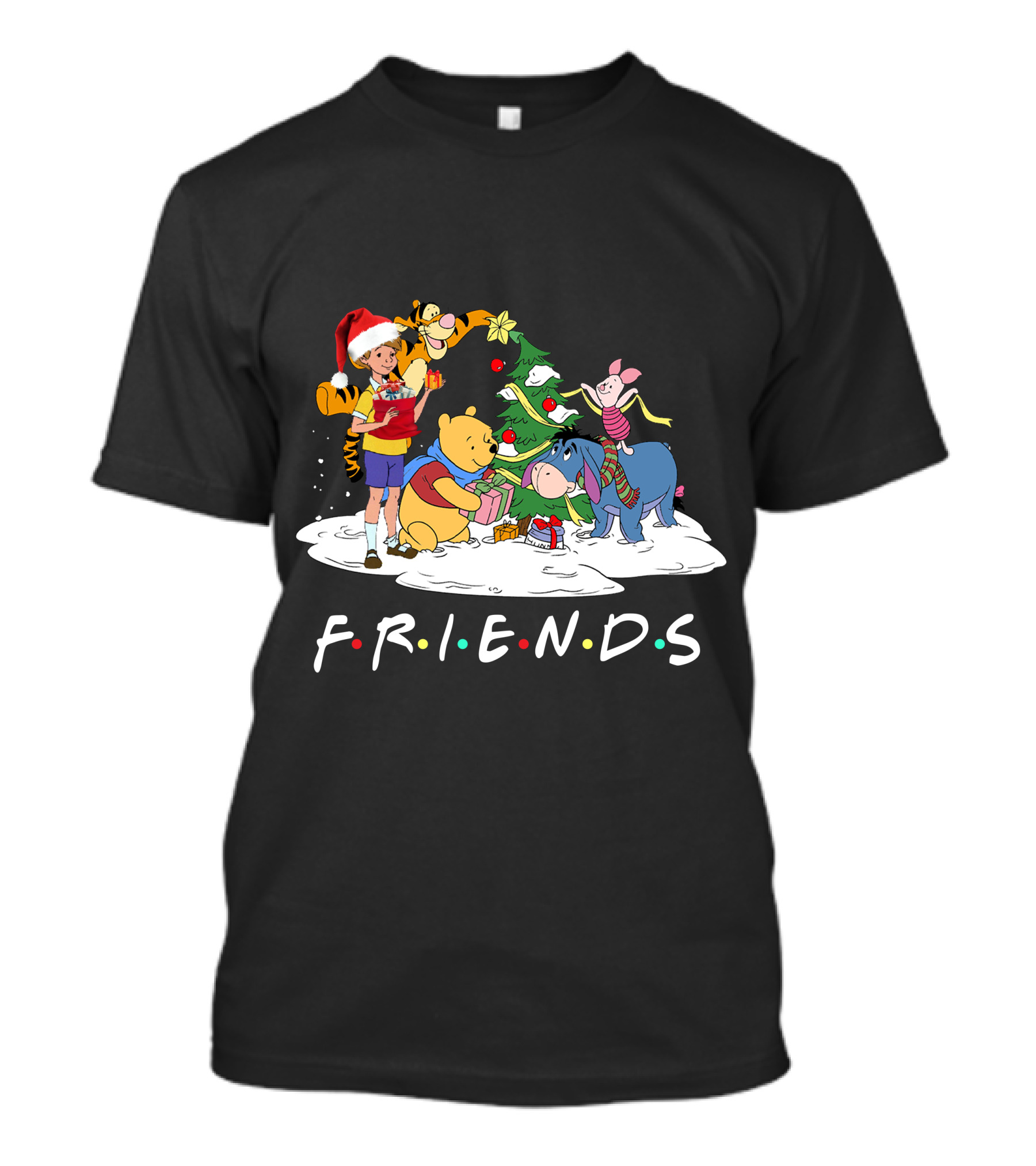 FRIENDS Winnie The Pooh Christmas Tree Gathering ZN658 T-Shirt