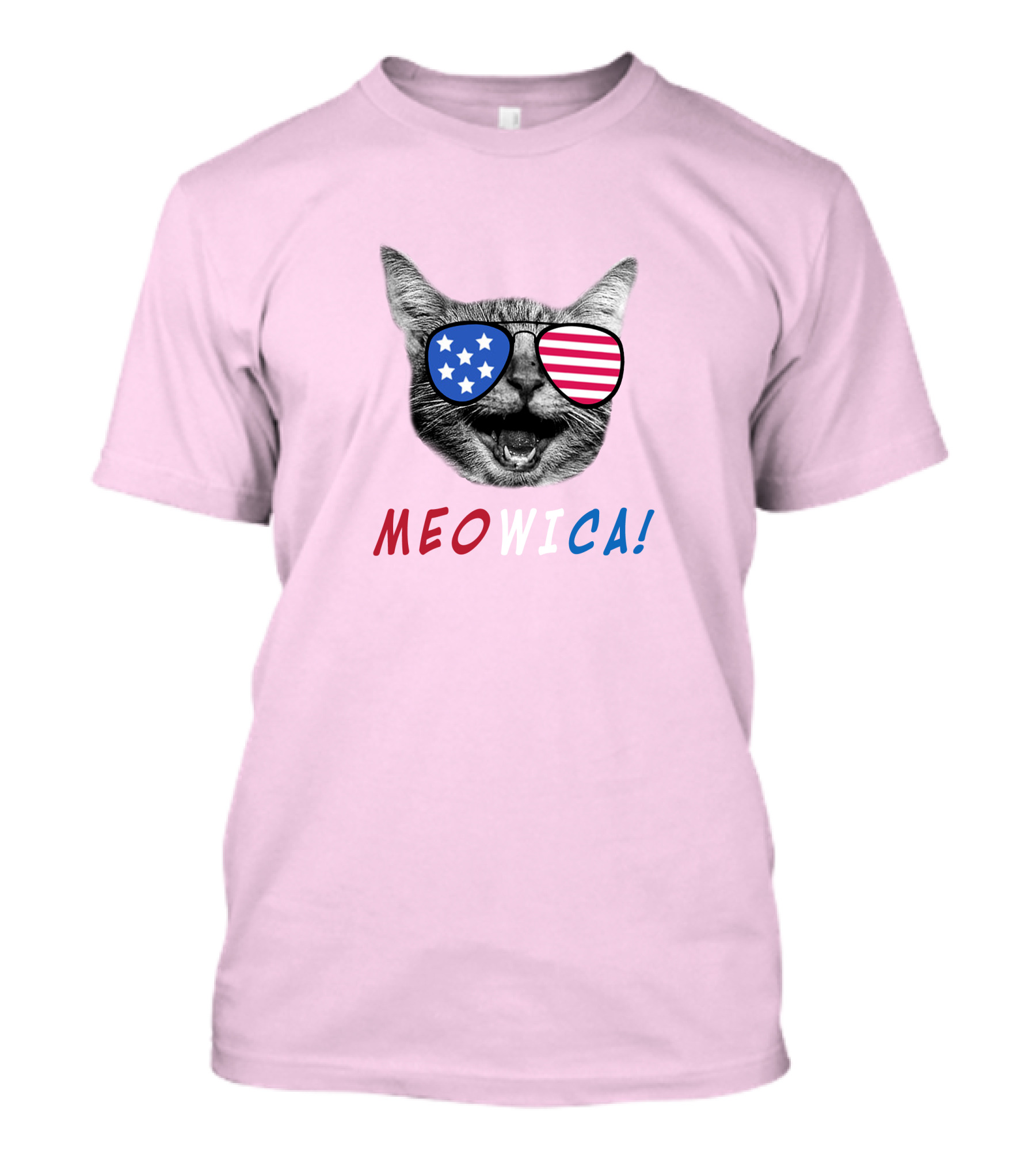 Meowica Cat Wearing American Flag Sunglasses T-Shirt