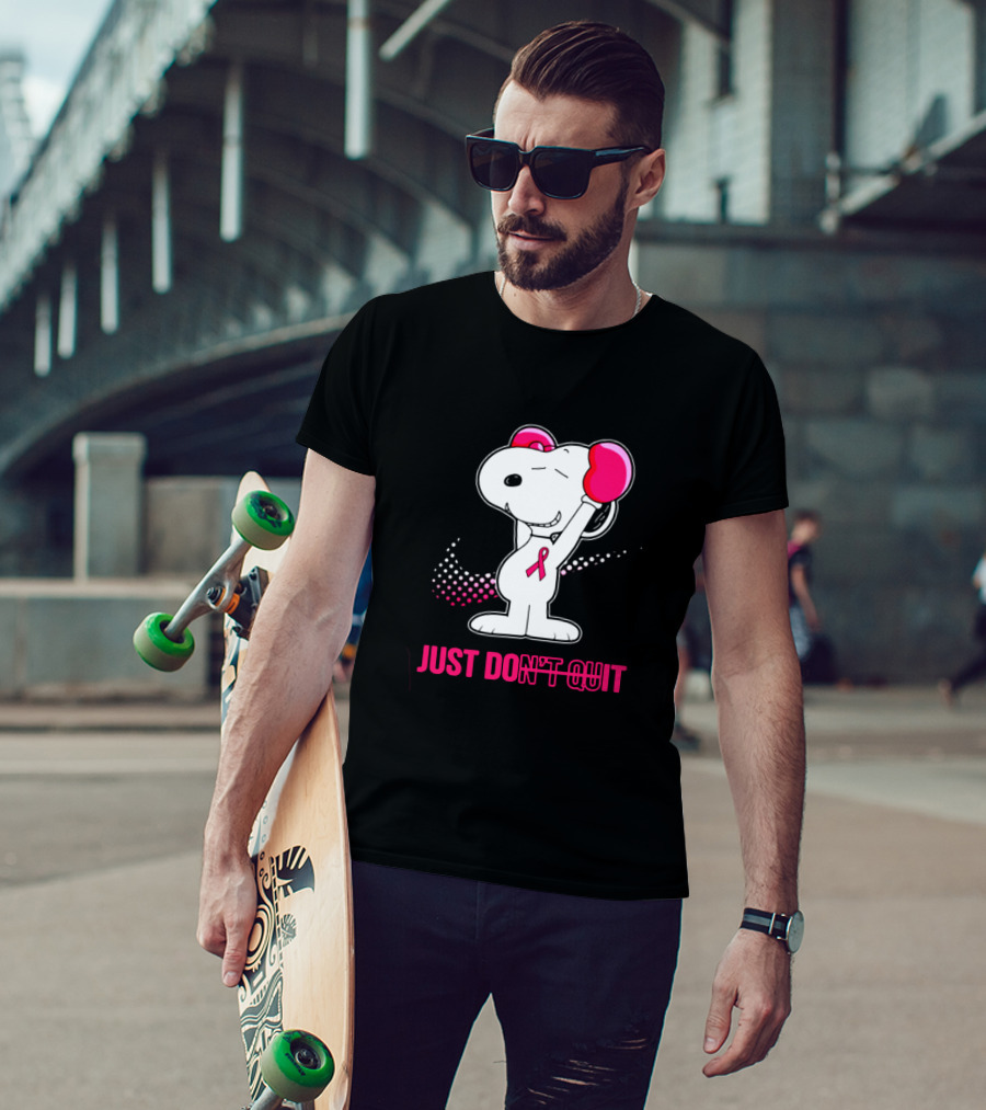 Just Don’t Quit Snoopy Pink Ribbon Boxing Breast Awareness T-Shirt