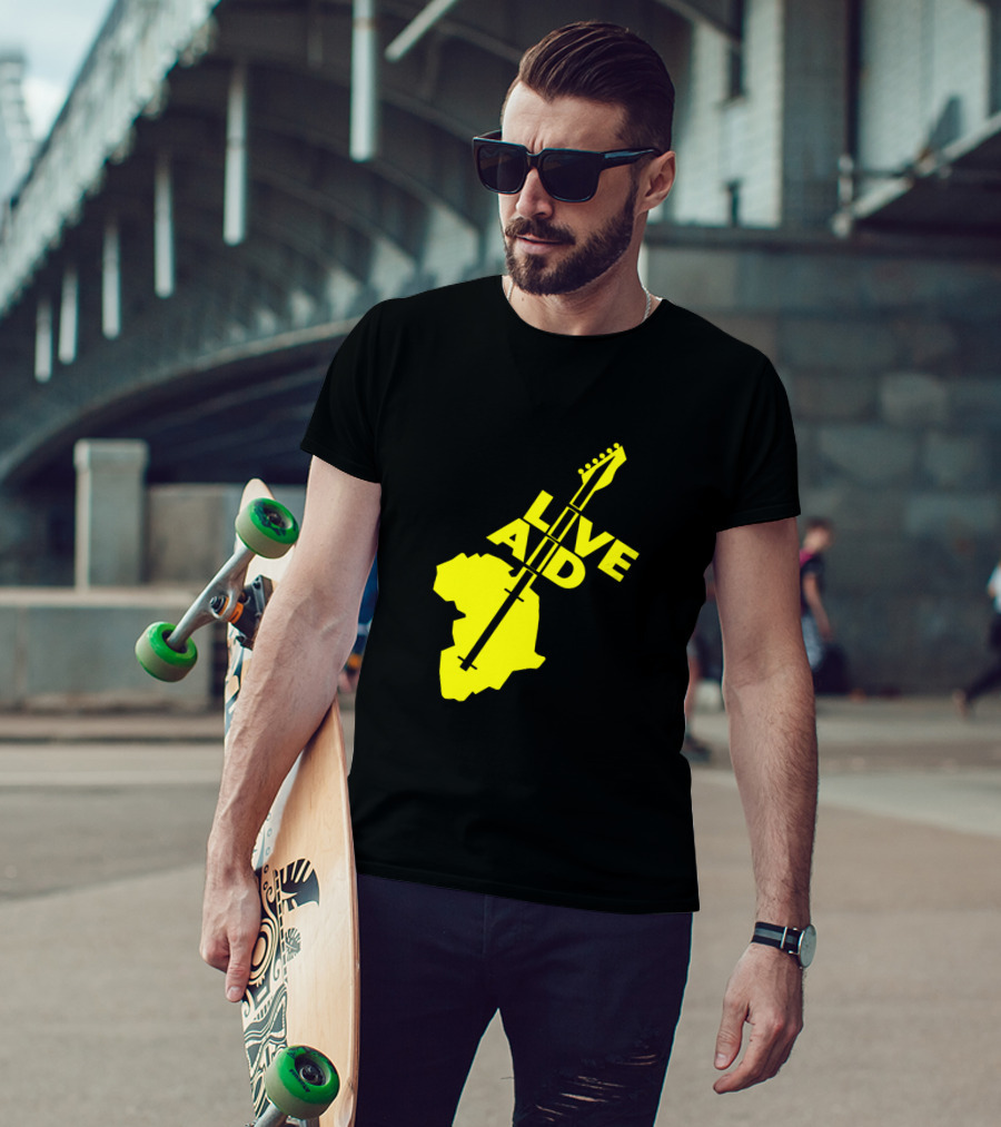 Live Aid 1985 Africa Guitar Logo Music Festival T-Shirt