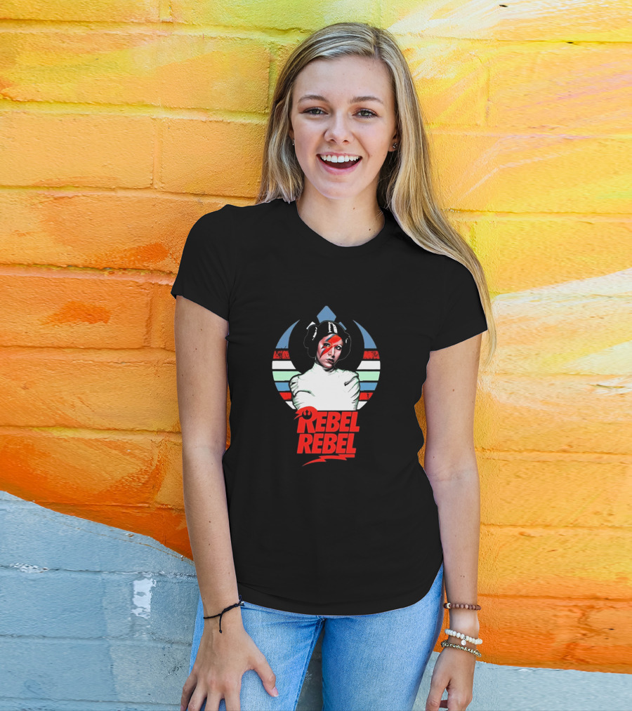 Rebel Rebel Star Wars Princess Leia With Ziggy Stardust Face Paint T-Shirt