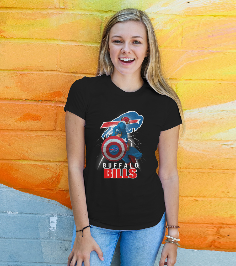 Captain America Buffalo Bills Nfl Superhero Collaboration T-Shirt