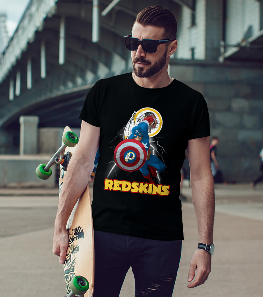 Captain America Redskins Nfl Lightning T-Shirt