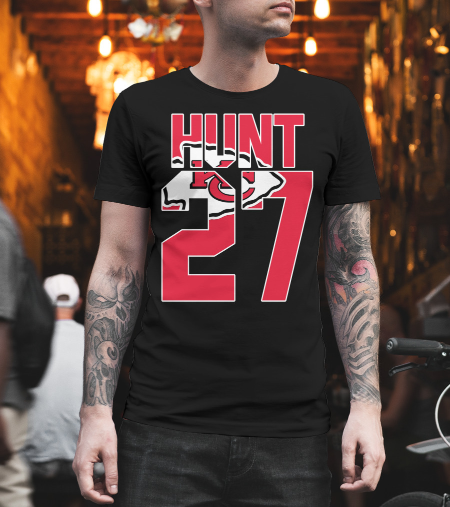 Hunt 27 Kansas City Chiefs Logo Kareem Hunt Game Jersey T-Shirt