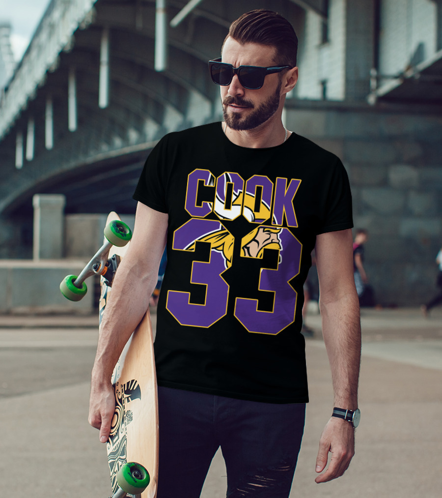 Minnesota Vikings Dalvin Cook 33 Viking Head Logo Jersey T-Shirt