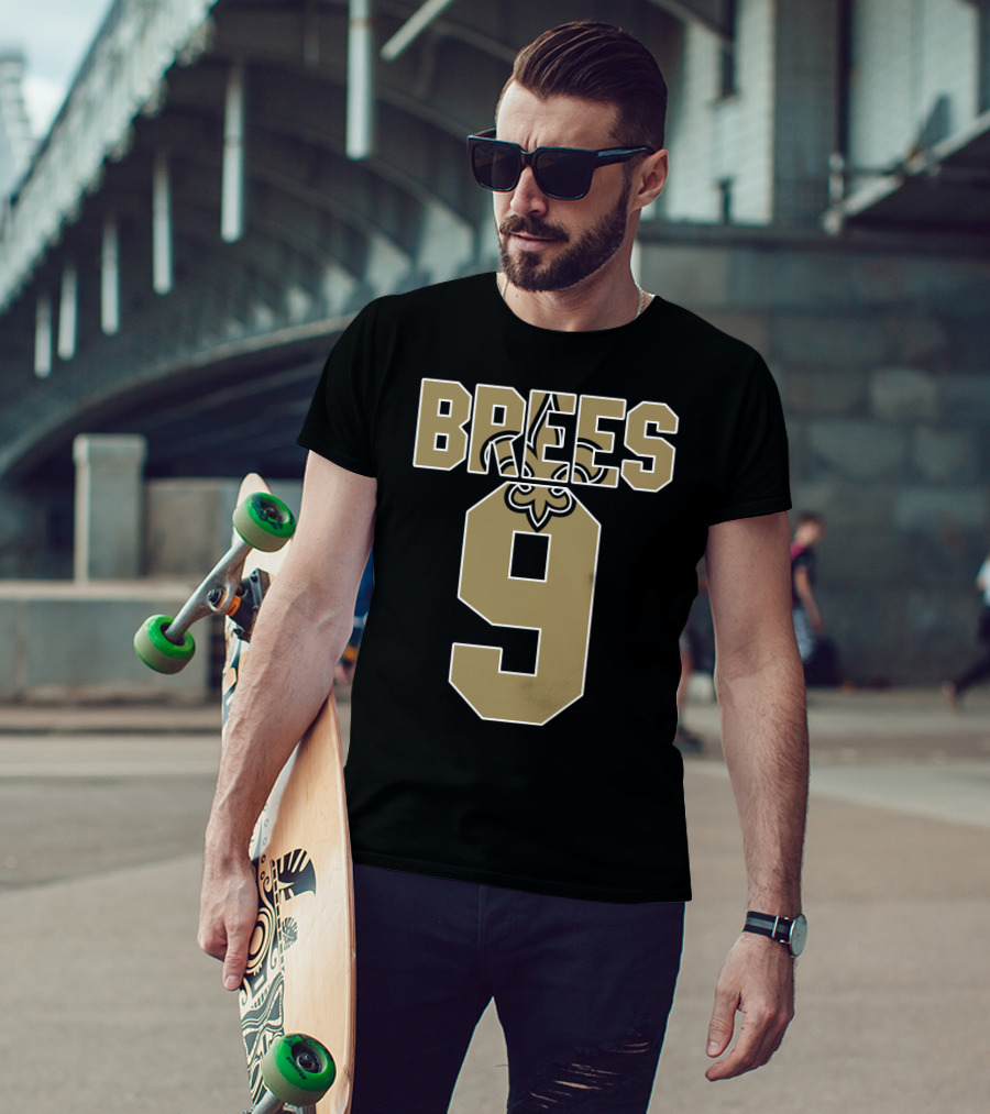 New Orleans Saints Drew Brees 9 Fleur-De-Lis Jersey T-Shirt