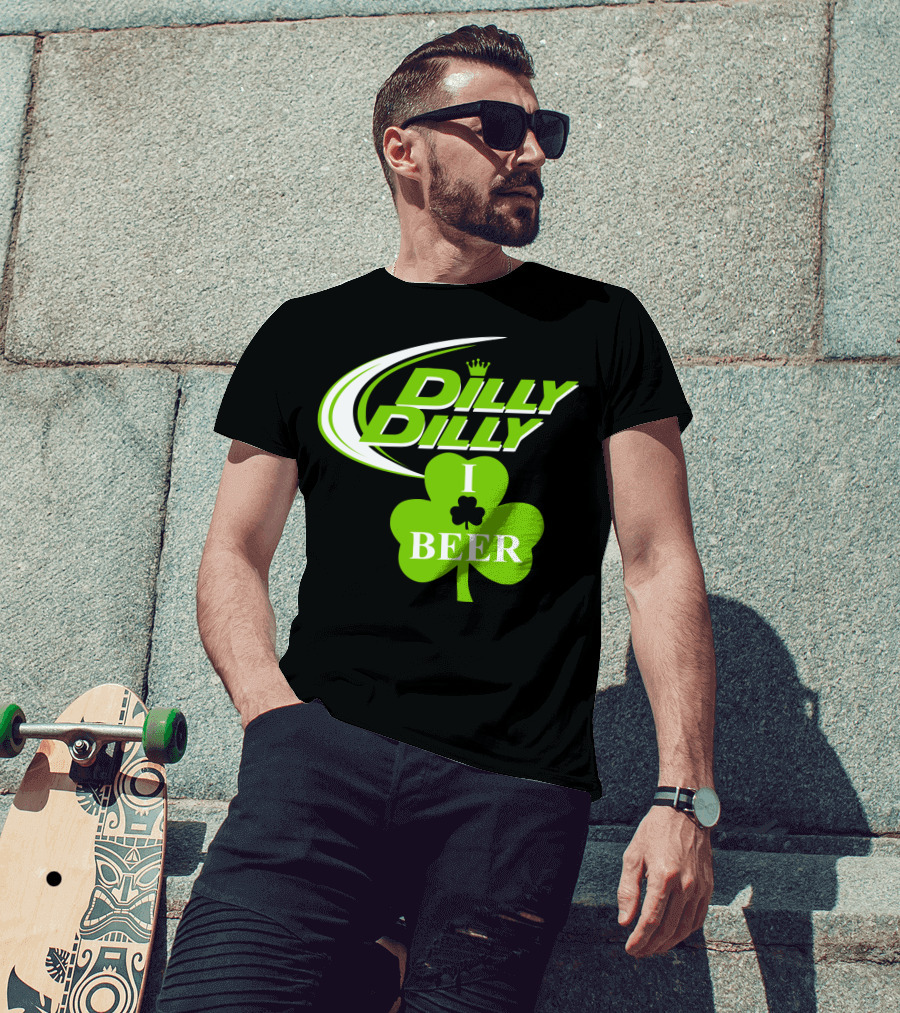 Dilly Dilly I Shamrock Beer Green Clover With Crown T-Shirt
