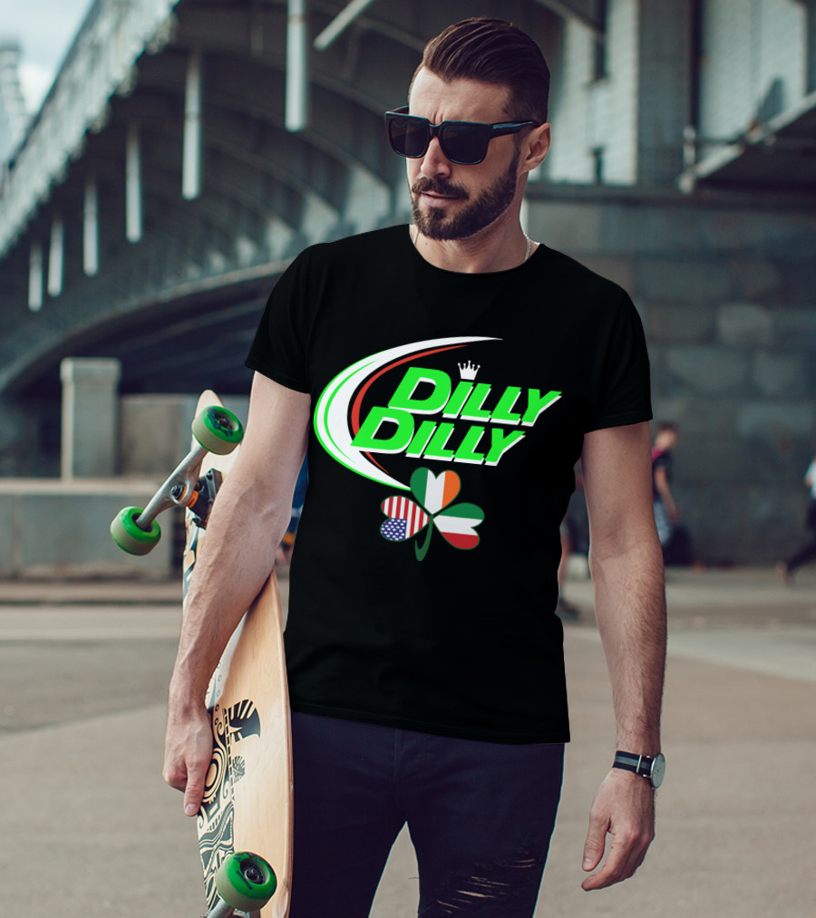Dilly Dilly Crown With Italian Irish American Flag Shamrock T-Shirt