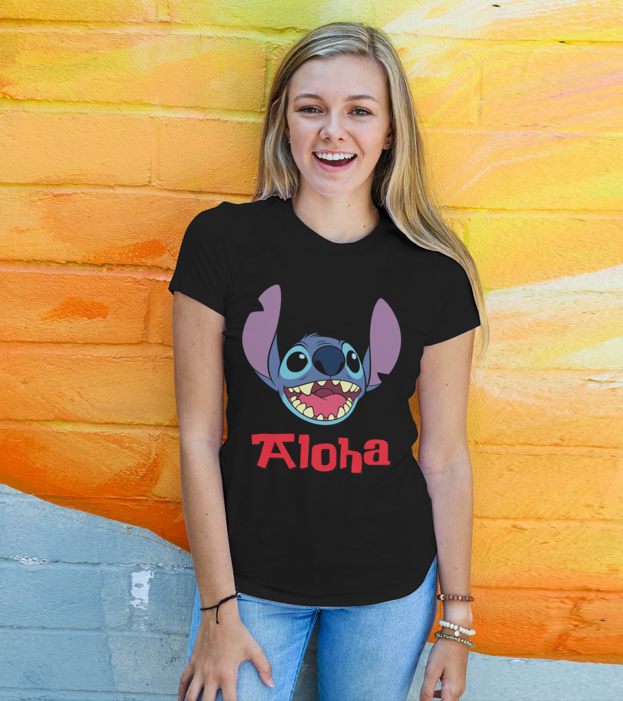 Lilo And Stitch Aloha Stitch Iconic Blue Character Smile T-Shirt
