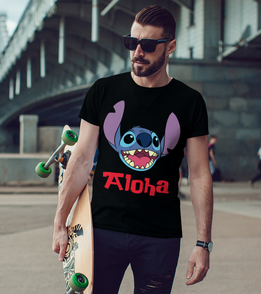 Lilo And Stitch Aloha Stitch Iconic Blue Character Smile T-Shirt