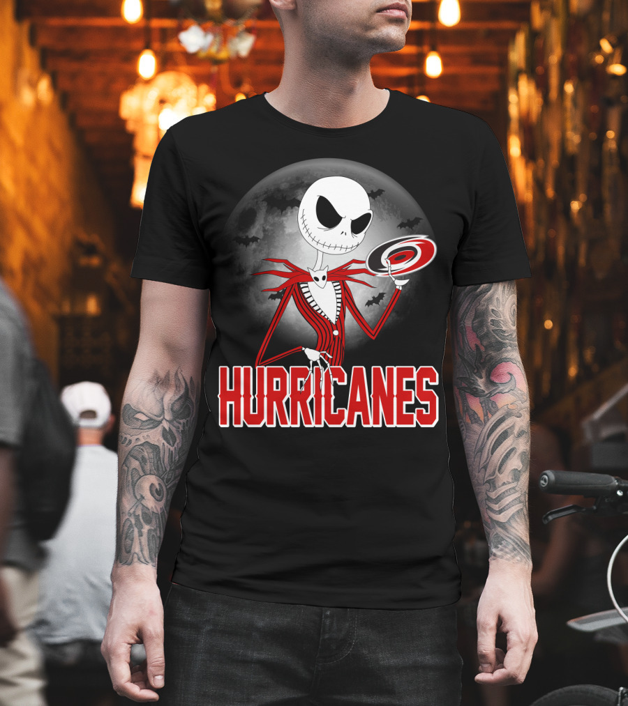 Jack Skellington Carolina Hurricanes Halloween Moon T-Shirt