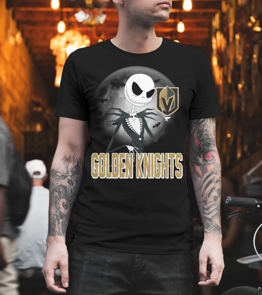 Golden Knights Jack Skeleton Halloween Moon Vegas T-Shirt