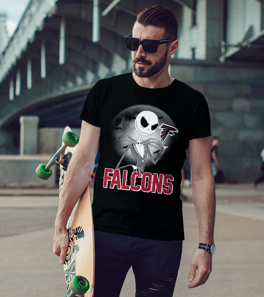 Jack Skellington Halloween Atlanta Falcons Moon T-Shirt