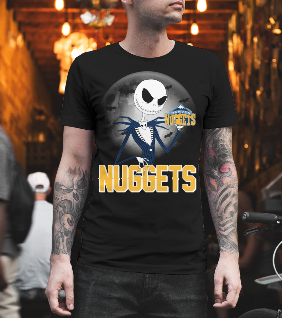 Jack Skellington Denver Nuggets Halloween Moon Bats T-Shirt