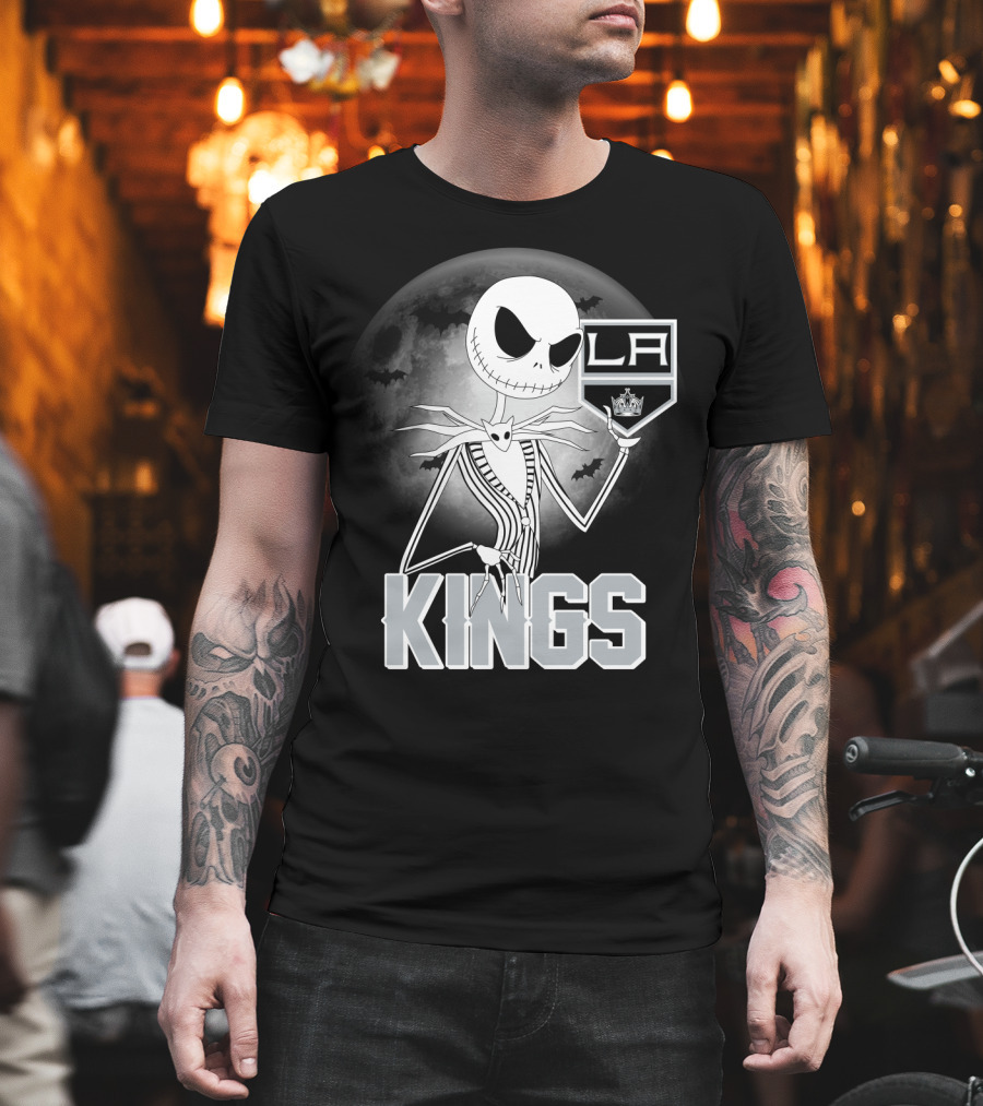 Jack Skellington Los Angeles Kings Halloween Moon Background T-Shirt