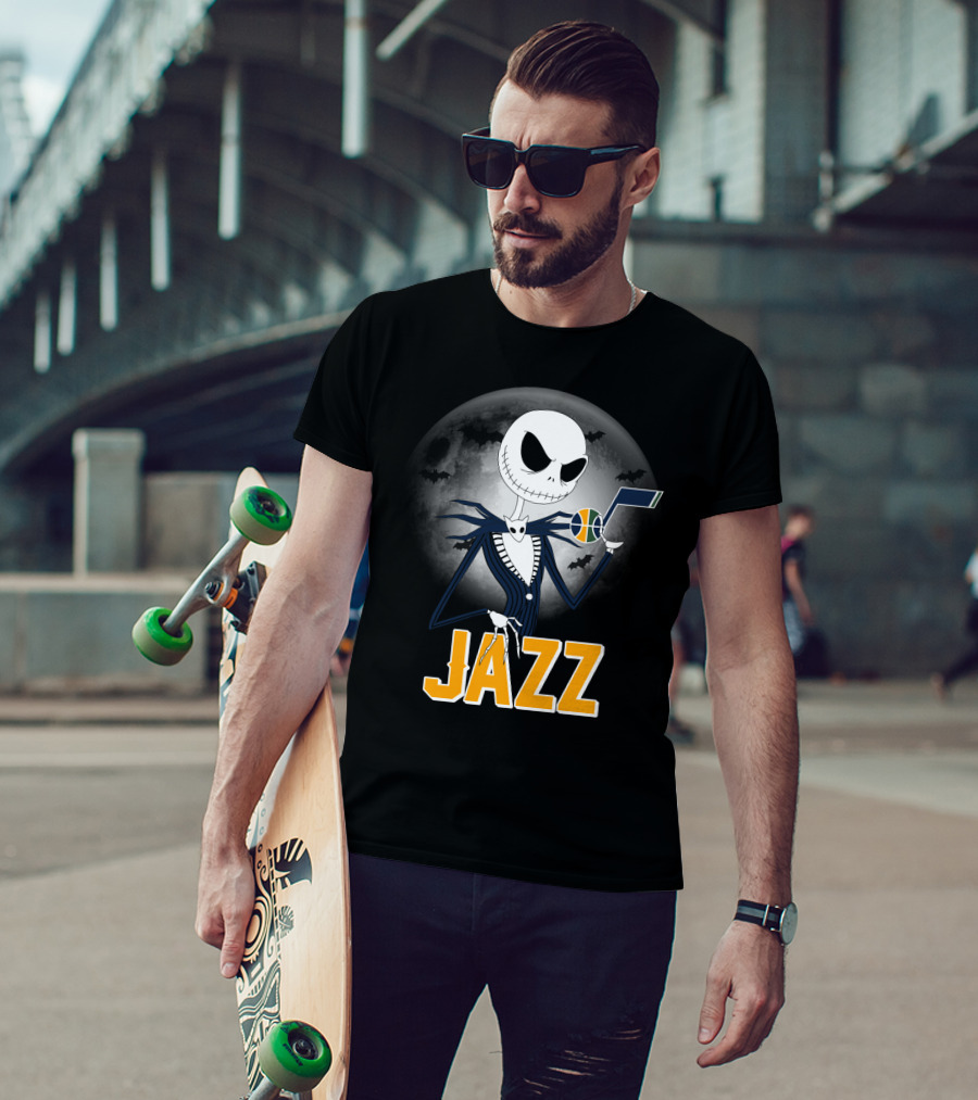 Jack Skellington Halloween Utah Jazz Moonlit Fans T-Shirt