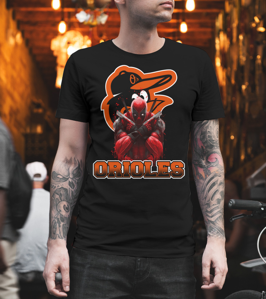 Baltimore Orioles Deadpool Mashup Orioles Logo & Character Crossover T-Shirt