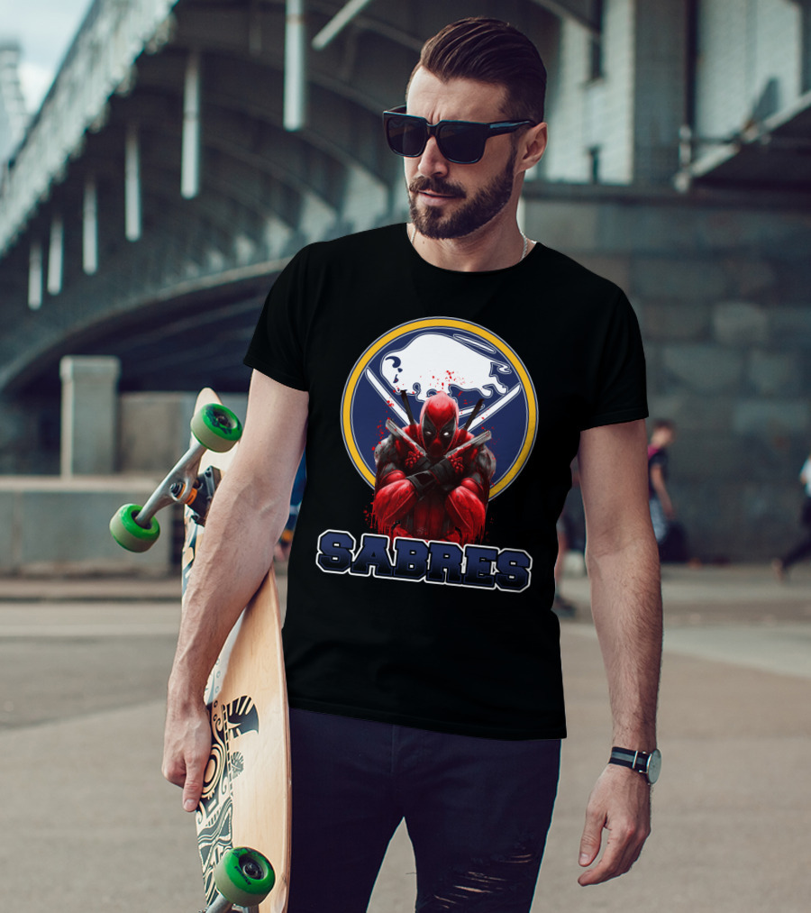 Buffalo Sabres Deadpool Crossed Katanas Fans T-Shirt