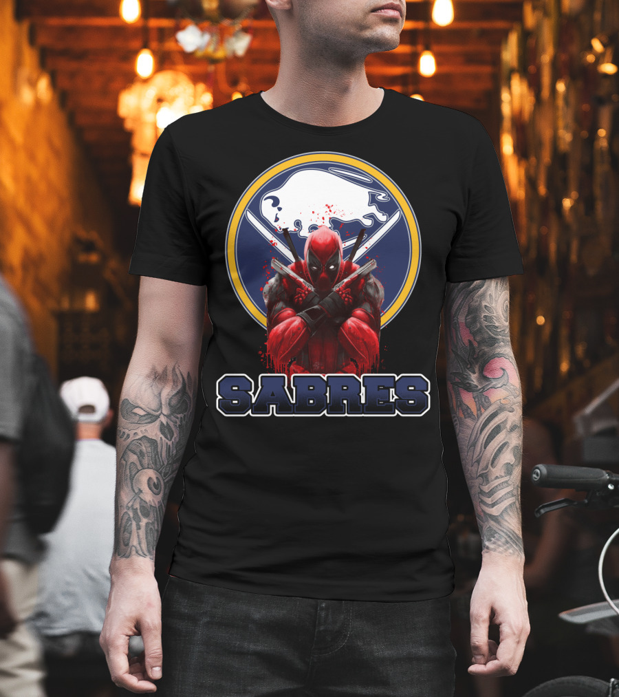 Buffalo Sabres Deadpool Crossed Katanas Fans T-Shirt