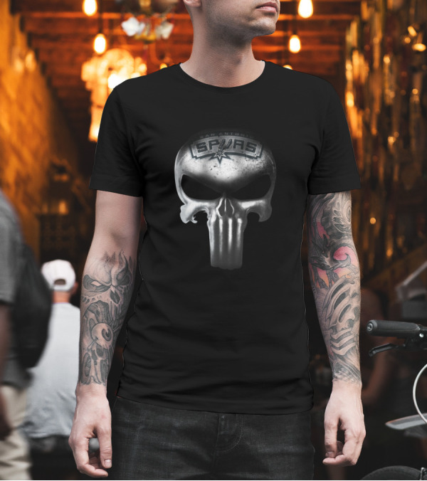 San Antonio Spurs The Punisher Skull Logo Fandom Essentials T-Shirt San Antonio Spurs The Punisher Skull Logo Fandom Essentials T-Shirt