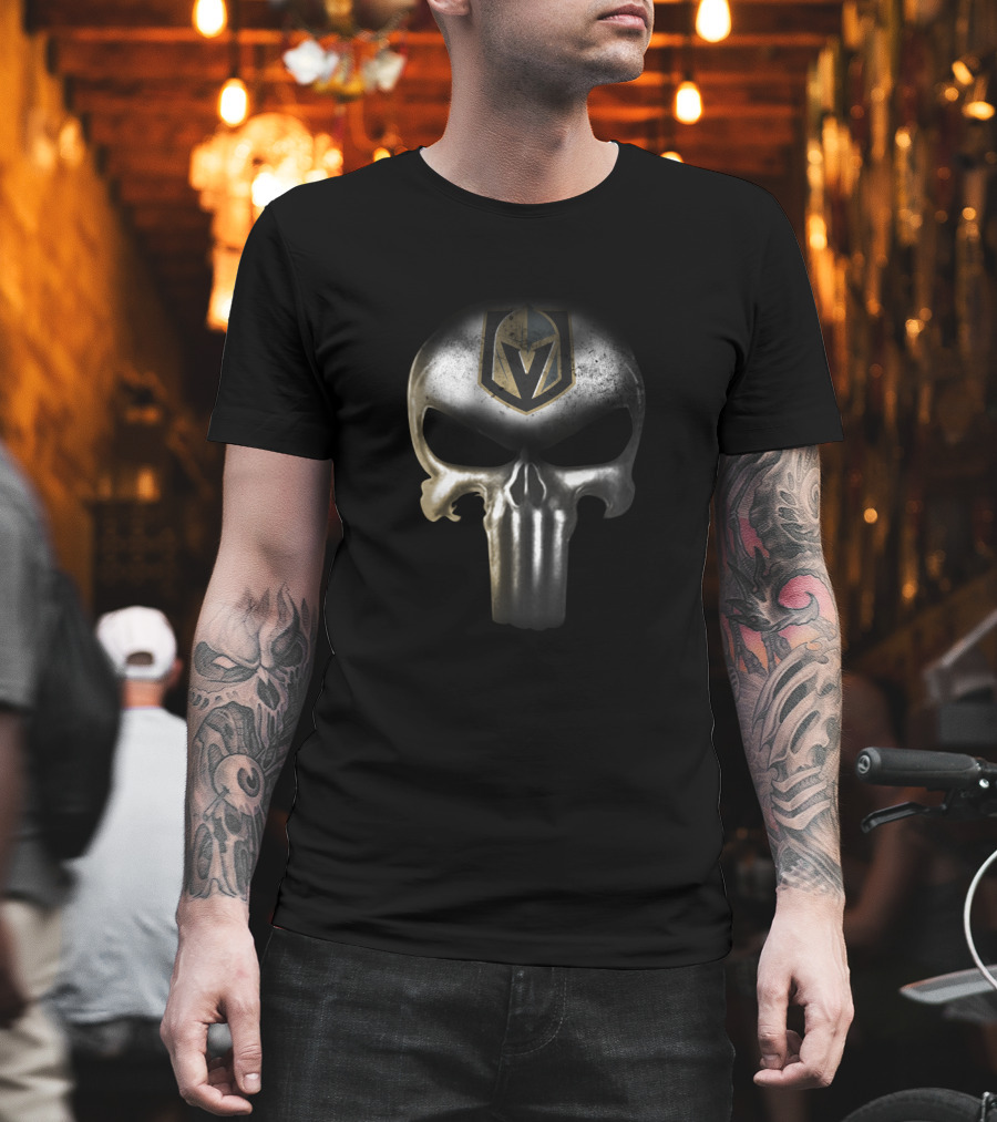 Vegas Golden Knights Punisher Skull Fan Emblem T-Shirt