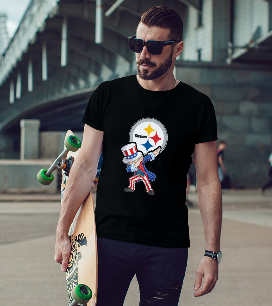 Uncle Sam Dabbing Steelers July 4Th Fan Gear T-Shirt
