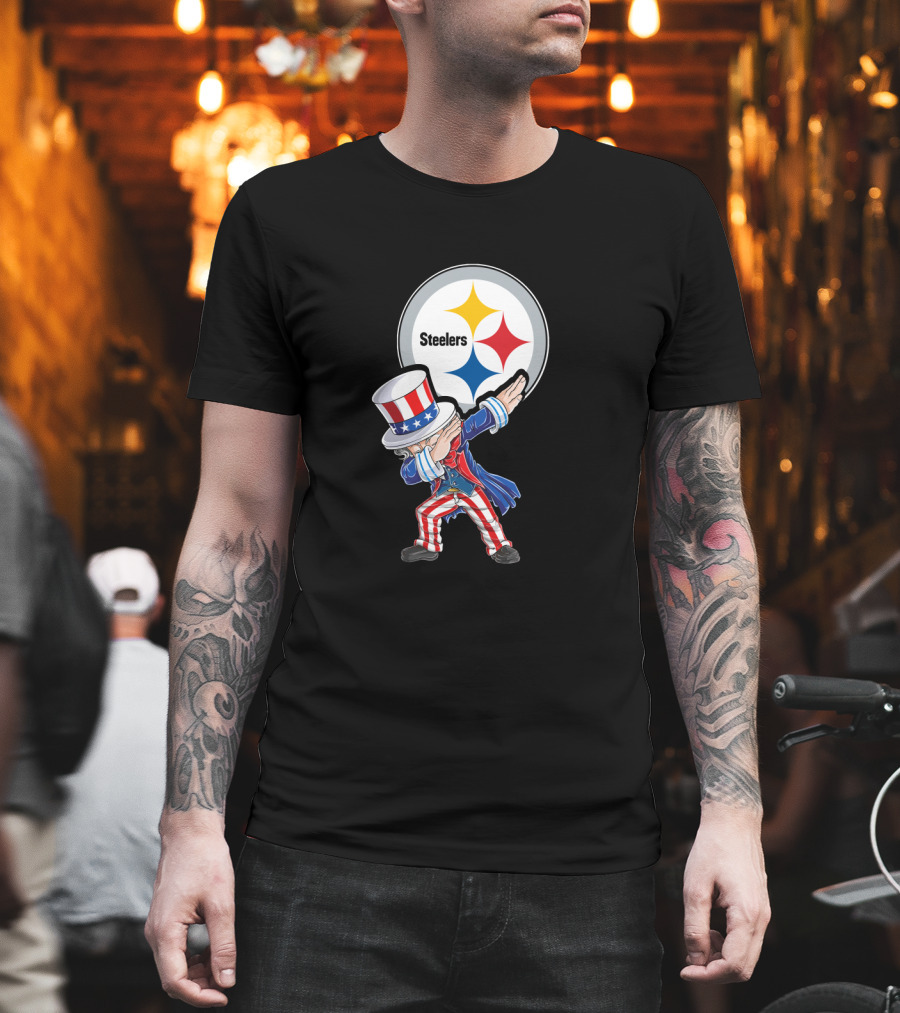 Uncle Sam Dabbing Steelers July 4Th Fan Gear T-Shirt