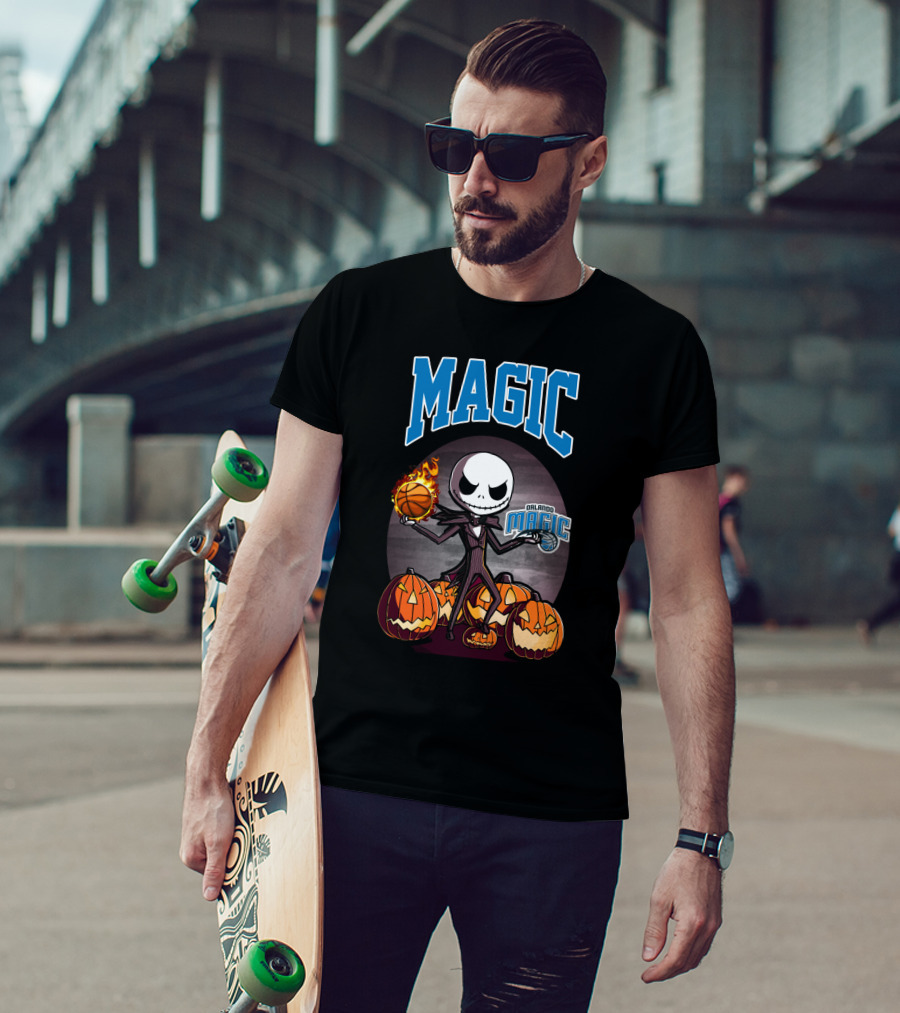 Orlando Magic Jack Skellington Halloween Basketball Pumpkins T-Shirt