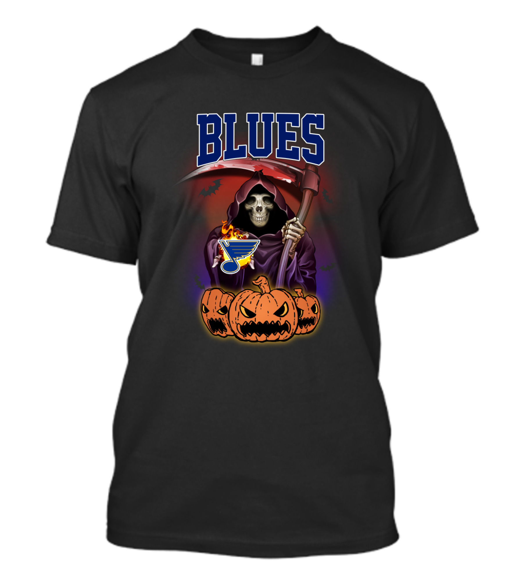 Blues Reaper Grim Reaper Pumpkin Halloween St. Louis T-Shirt